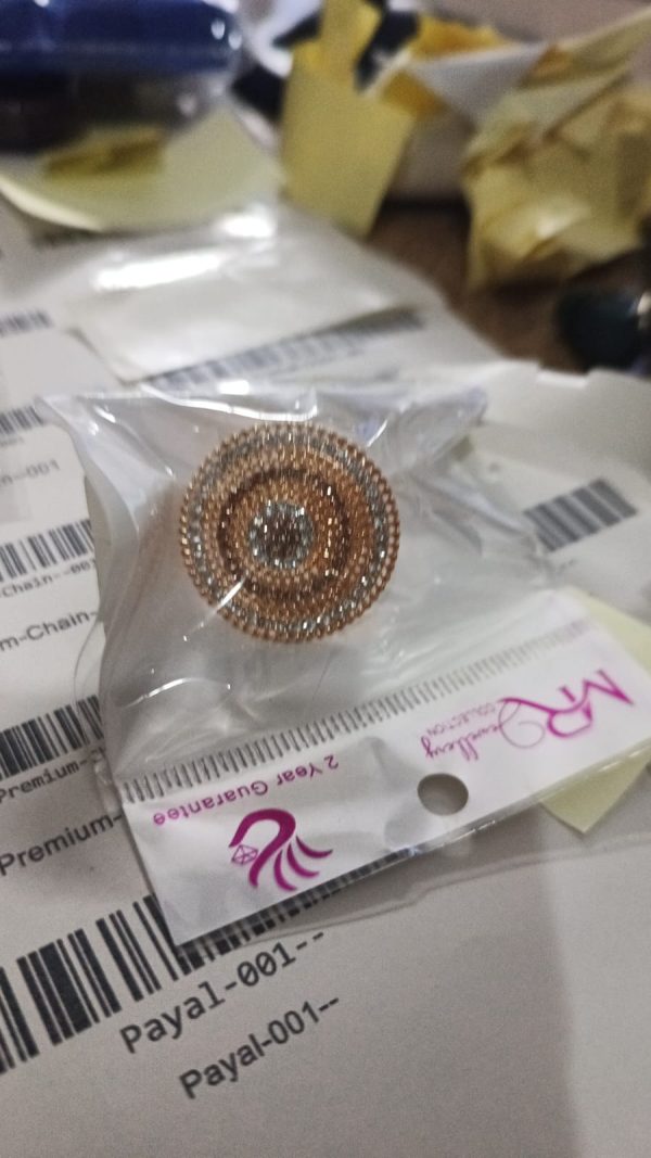 RINGS-002-80 Circular Stone Ring – Gold & Silver Finish